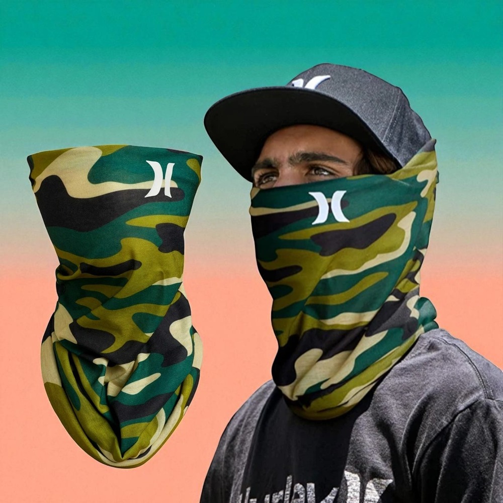 Hurley Multi-Functional Seamless 8 Ways Wear Gaiter Face Mask Scarf Beanie Camo